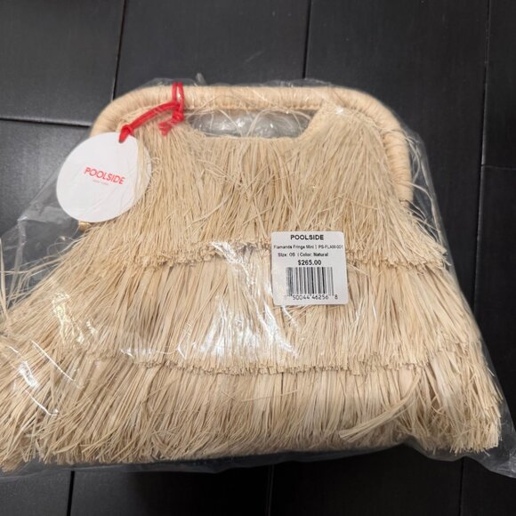 Poolside Raffia Fringe Top-Handle Bg - Picture 3 of 3